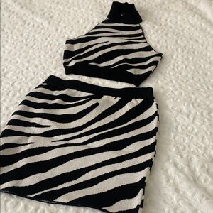 Zebra Print Black and White Skirt